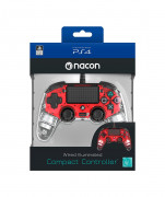PlayStation 4 (PS4) Nacon Wired Illuminated Compact kontroler (rdeč) 
