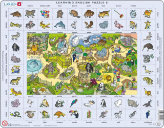 Larsen maxi puzzle 70 kosov Učimo se angleško! - V živalskem vrtu EN5 Merch