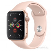 Apple Watch S5 44 mm z gps zlatim aluminijastim ohišjem, pametna ura s športnim paščkom iz rožnatega kvarca 