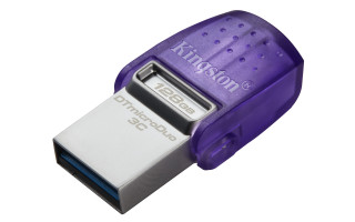 Kingston Technology DataTraveler microDuo 3C pogon USB 128 GB USB Type-A / USB Type-C 3.2 Gen 1 (3.1 Gen 1) Nerjaveče jeklo, Vijolična PC