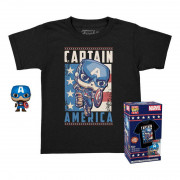 Funko Pocket Pop! & Tee: Marvel - Captain America (Special Edition) Bobble-Head Vinyl Figure (4cm) & T-shirt (M) 