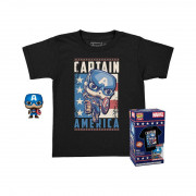 Funko Pocket Pop! & majica (otroška): Marvel - Vinilna figura in majica s kratkimi rokavi Stotnika Amerika (XL) 