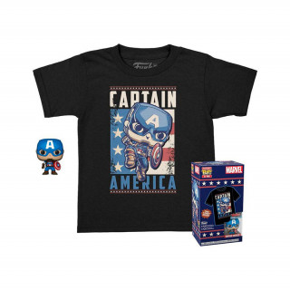 Funko Pocket Pop! & majica (otroška): Marvel - Vinilna figura in majica s kratkimi rokavi Stotnika Amerika (XL) Merch