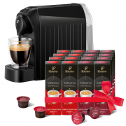 TCHIBO Cafissimo Easy Black Capsule Coffee Make + Espresso Elegant Aroma + Espresso Intense Aroma kapsula 2x (8x10) kosov 