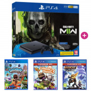 Playstation 4 (PS4) Slim 500 GB + Call of Duty Modern Warfare 2 + Sackboy: A Big Adventure + LittleBigPlanet 3 + Ratchet & Clank 