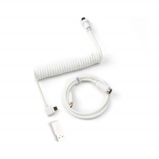 Keychron Coiled Aviator USB-C -> USB-C M/M podatkovni kabel 1,36 m bela 90°/ravna PC