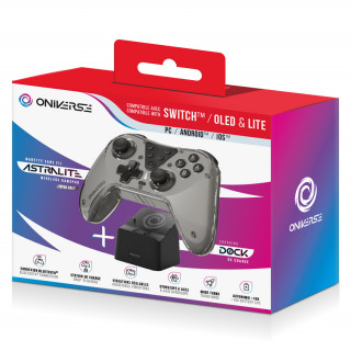 ONIVERSE - Brezžični Bluetooth krmilnik Astralite (siva) + polnilna postaja Nintendo Switch