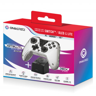 ONIVERSE - brezžični Bluetooth krmilnik Astralite (Eridani bela) + polnilna postaja Nintendo Switch