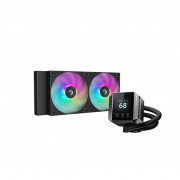 DeepCool CPU Water Cooler - MYSTIQUE 240 ARGB (maks. 21dB; maks. 123,09 m3/h; 2x12cm, LED zaslon, črn) 