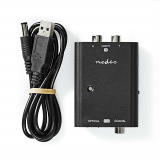 Nedis ACON2508BK, analogno-digitalni avdio pretvornik, 2x RCA vhod - digitalni koaksialni / toslink izhod PC