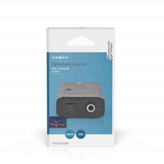 Nedis ACON2509BK digitalni avdio pretvornik, digitalni vhod koaksialni/toslink, analogni izhod RCA PC