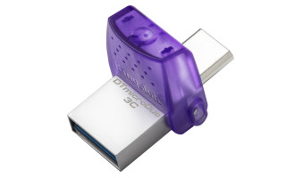Kingston Technology DataTraveler microDuo 3C pogon USB 128 GB USB Type-A / USB Type-C 3.2 Gen 1 (3.1 Gen 1) Nerjaveče jeklo, Vijolična PC