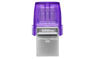 Kingston Technology DataTraveler microDuo 3C pogon USB 128 GB USB Type-A / USB Type-C 3.2 Gen 1 (3.1 Gen 1) Nerjaveče jeklo, Vijolična PC