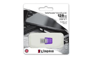 Kingston Technology DataTraveler microDuo 3C pogon USB 128 GB USB Type-A / USB Type-C 3.2 Gen 1 (3.1 Gen 1) Nerjaveče jeklo, Vijolična PC