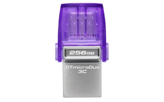 Kingston Technology DataTraveler microDuo 3C pogon USB 256 GB USB Type-A / USB Type-C 3.2 Gen 1 (3.1 Gen 1) Nerjaveče jeklo, Vijolična PC