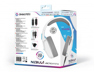 Oniverse Nebula Slušalke z mikrofonom Žični Naglavni trak Igranje iger USB vrsta-A Bela PC