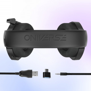 Oniverse Meteor Slušalke z mikrofonom Žični Naglavni trak Igranje iger Črna PC