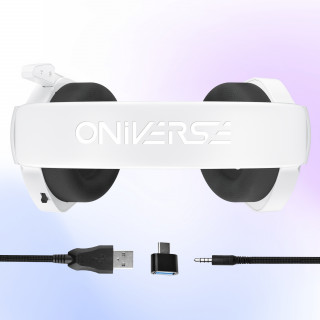 Oniverse Meteor Slušalke z mikrofonom Žični Naglavni trak Igranje iger Bela PC
