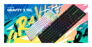 HATOR Gravity X TKL tipkovnica Igranje iger USB QWERTY Angleška (ZDA) Bela PC