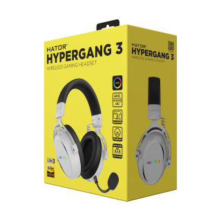 HATOR Hypergang 3 Wireless Slušalke z mikrofonom Brezžična Naglavni trak Igranje iger USB Type-C / USB Type-A Bluetooth Bela PC