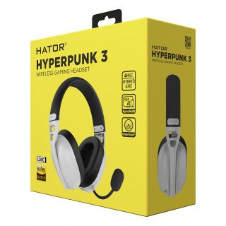 HATOR Hyperpunk 3 Wireless Slušalke z mikrofonom Žična in Brezžična Naglavni trak Igranje iger USB Type-C / USB Type-A Bluetooth Bela PC