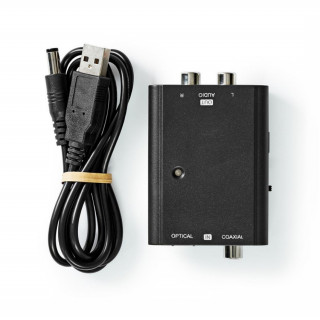 Nedis ACON2509BK digitalni avdio pretvornik, digitalni vhod koaksialni/toslink, analogni izhod RCA PC